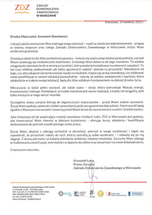 GRATULACJE   MATURZYŚCI I ABSOLWENCI